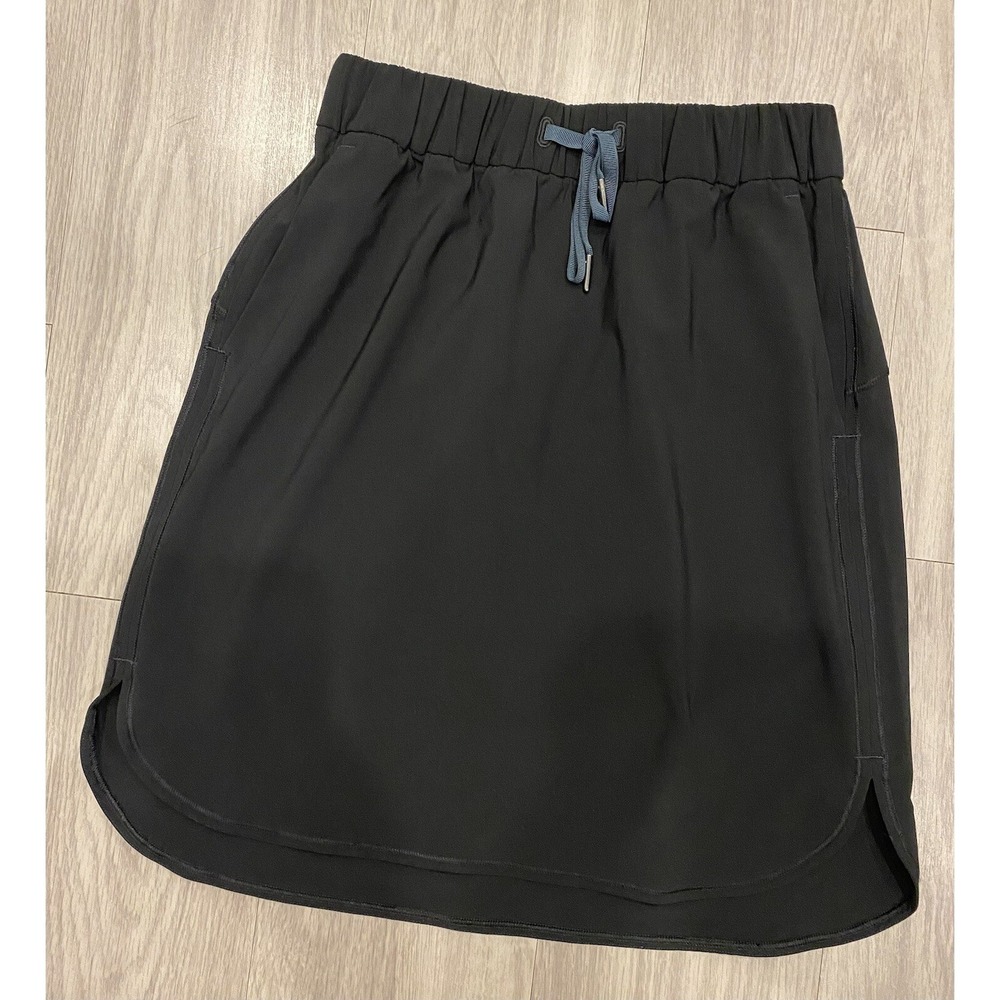 LULULEMON Long 20.5" Skirt Black Woven Drawstring Stretch Pocket Women's 6